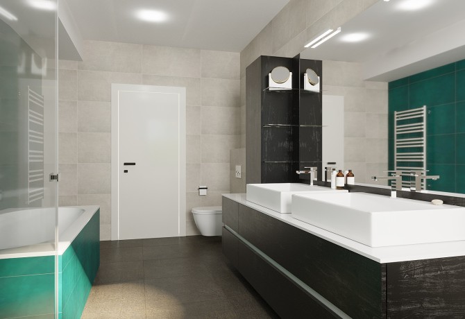 Bathroom design for two apartments. 
