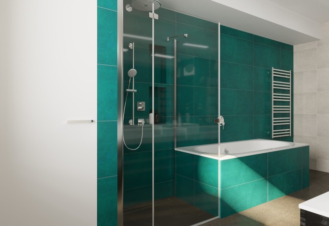 Bathroom design for two apartments. 